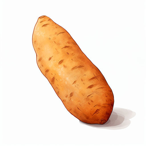 Yam illustration in the style of Chiaroscuro Art, on a white background