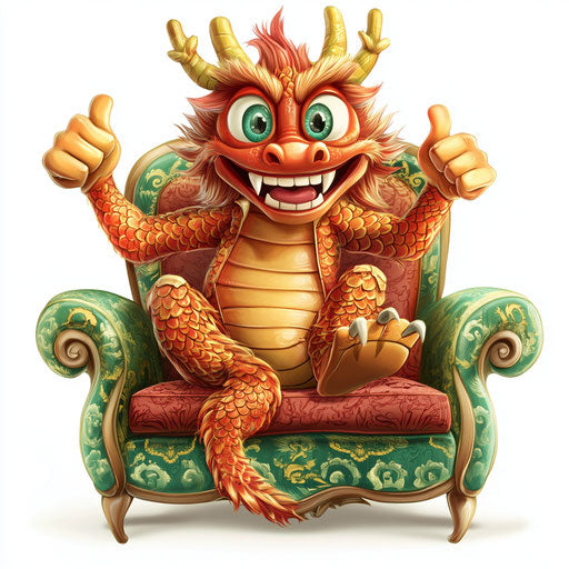 Humorous caricature of a chinese dragon clipart with human characteristics