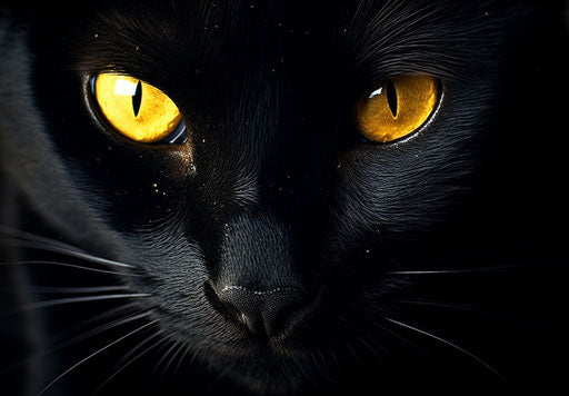 Mystical black cat in dark and gold tones