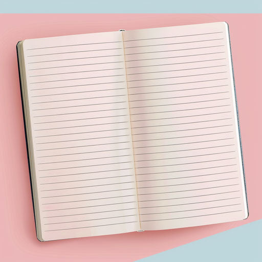 Realistic notebook paper on dusky rose background