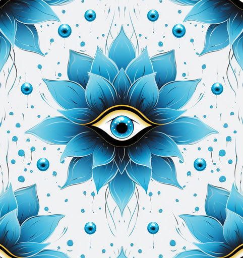 Royalty free lotus flower seamless pattern with eyes