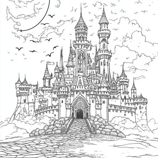 Gothic medieval castle with dark knights