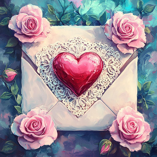 Valentine's Day love letter with lace and roses