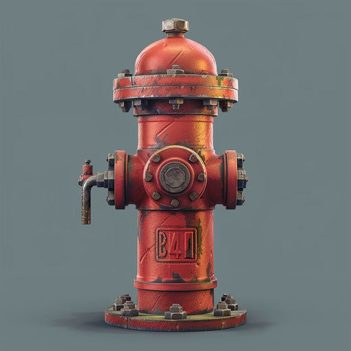 Realistic fire hydrant clipart with random flat backdrop