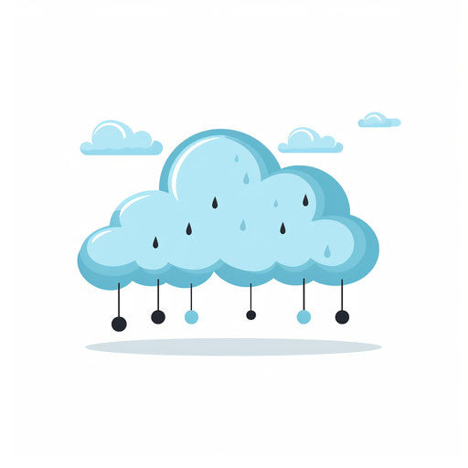 Rain cloud in minimalist style, on white background