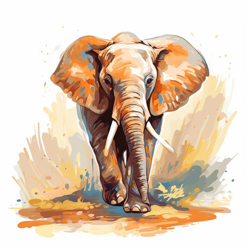Cartoon elephant in Impressionistic Art style