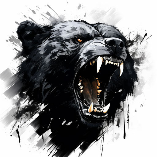 Bold black and white bear head symbol on white background