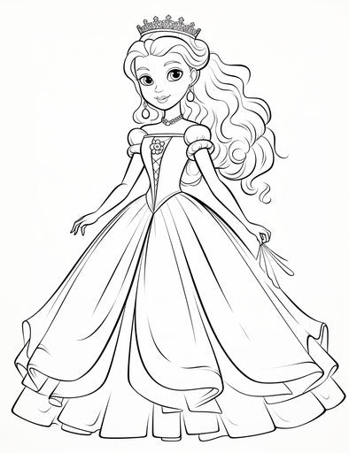 Princess Coloring Pages | Playful Cartoon Illustrations, High Quality Photo