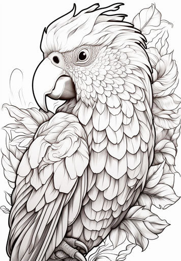 Parrot coloring pages in comic art style