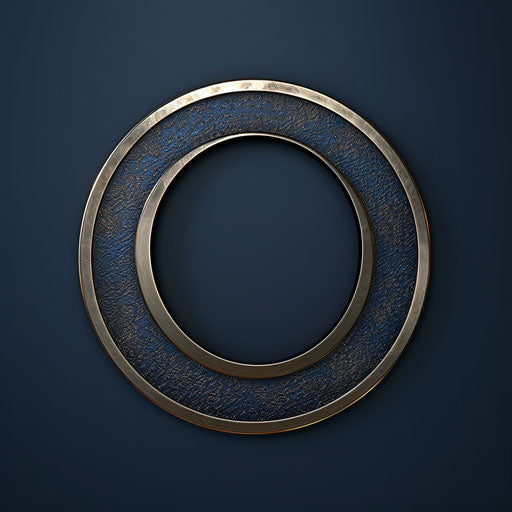 Luxury round logo with metallic finish and navy blue background