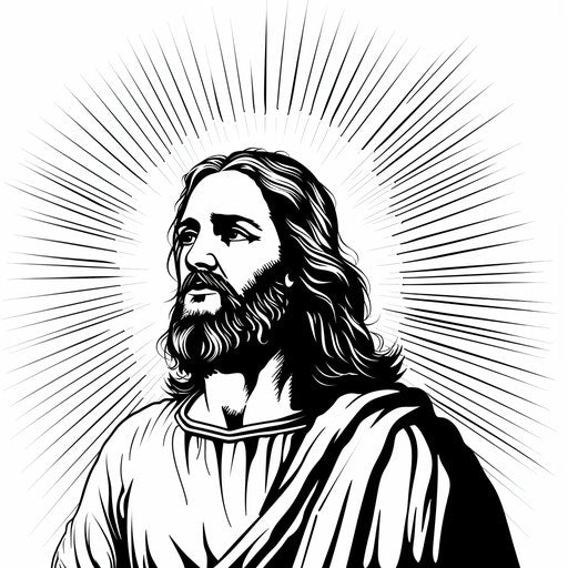 Jesus with a radiant halo - Coloring book page
