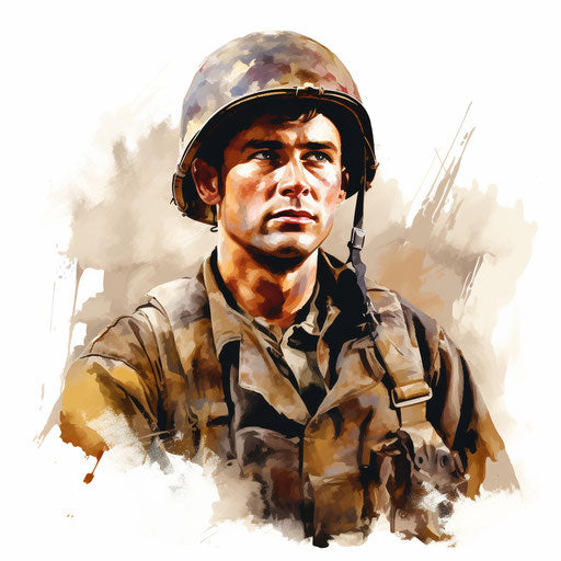 Soldier clipart in the style of Oil painting, on a white background