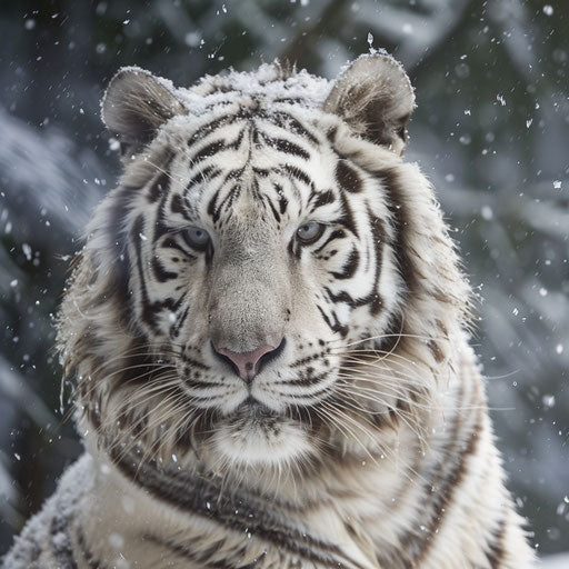 White tiger in gentle snowfall