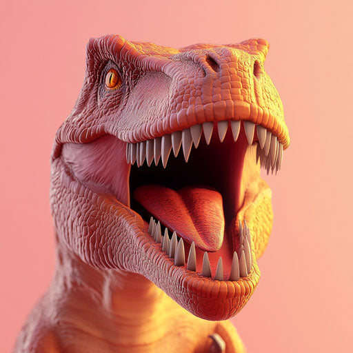 3D T-rex in photo realistic style with a flat white background, isolated clipart