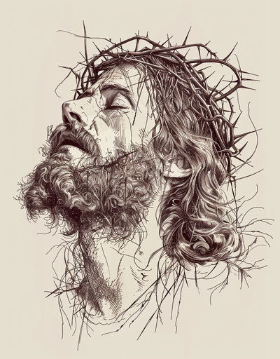 Jesus with thorns in his beard, stock image
