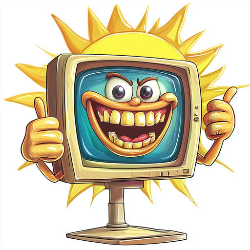 Humorous caricature of a tv clipart with human characteristics