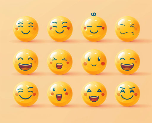 Happy emoji vector image set with smiling face