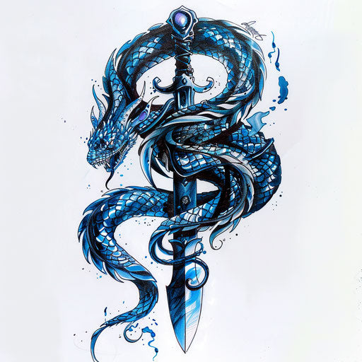 Sinister sketch of a serpent wrapped around a dagger