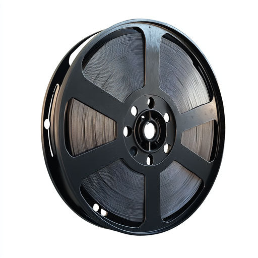 3D movie reel in realistic style with flat white background