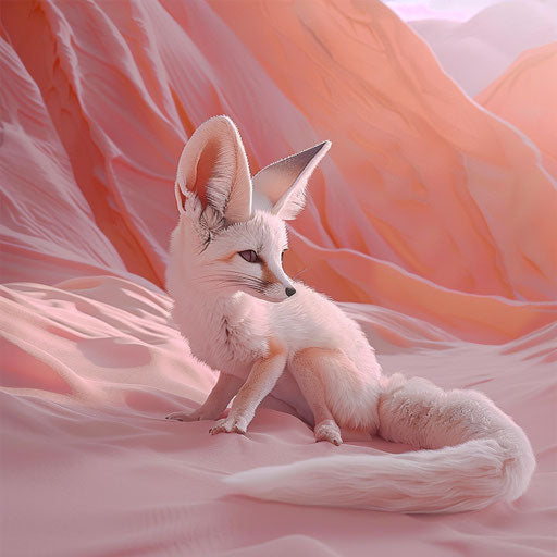 Fennec fox in a surreal and dreamy desert