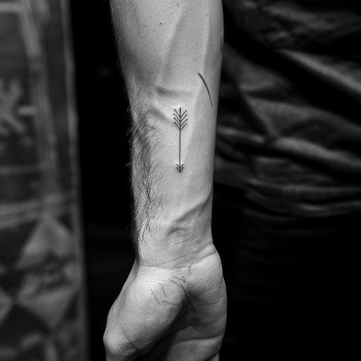 Meaningful tattoos for men with a minimalist arrow