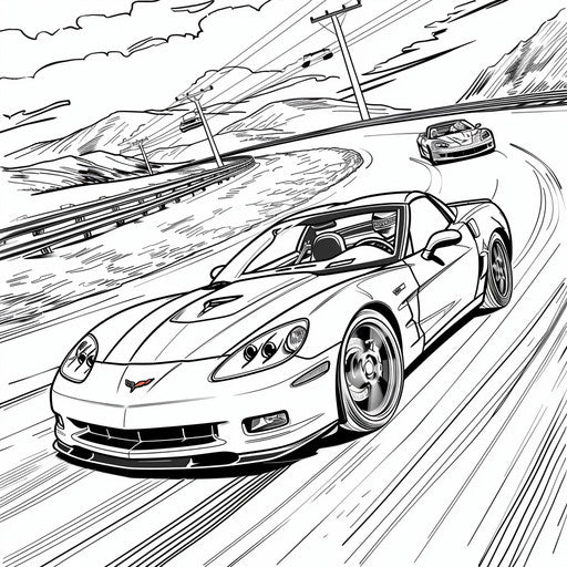 Sports cars race on the highway