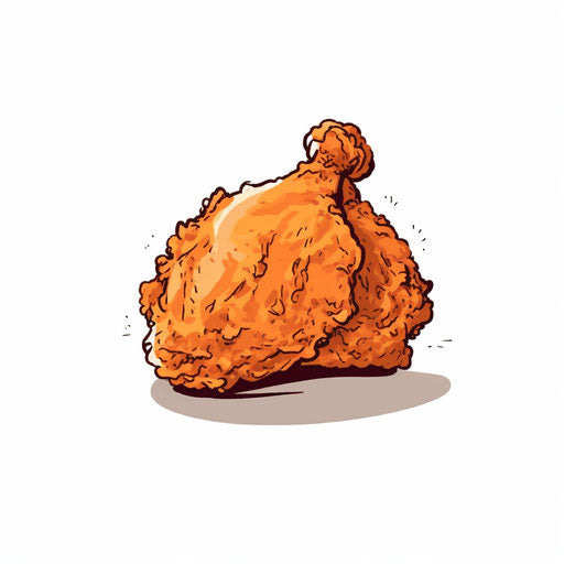 Minimalist style fried chicken illustration on white background