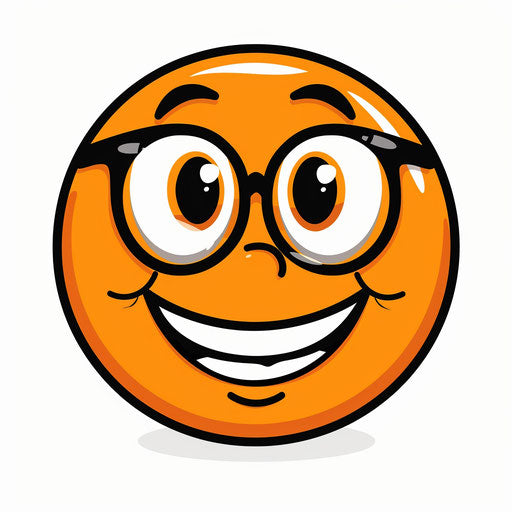 Happy orange smiley face with glasses
