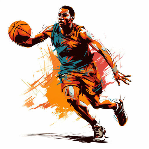 Playing basketball in Chiaroscuro Art style