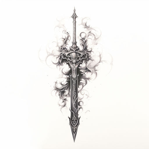 Medieval sword in black and white