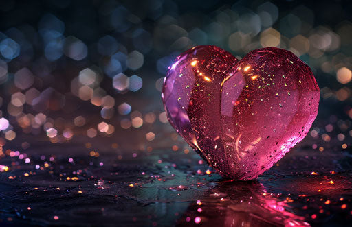 Pink heart with sparkles, personal iconography style