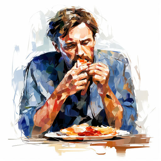 Impressionistic hungry clipart on white background