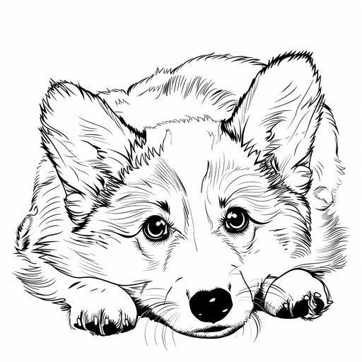 Lying down corgi to color