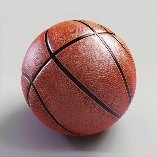 Realistic basketball on flat metallic silver background