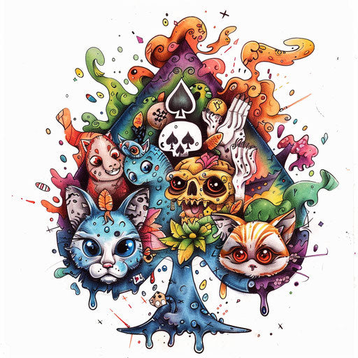 Whimsical spade tattoo sketch
