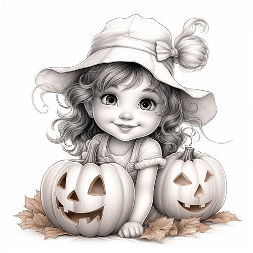 Cute and magical pumpkin cartoon sketches for kids