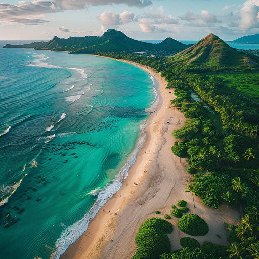 Immaculate Lanikai Beach in Hawaii from above
