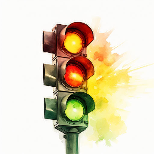 Impressionistic traffic light clipart on white canvas
