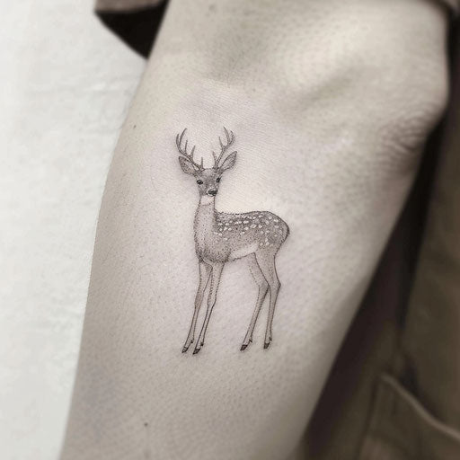 Minimalist deer tattoo on white surface