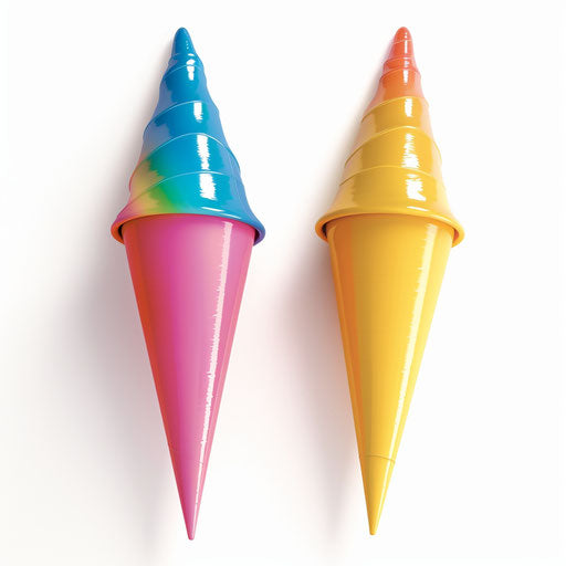 Realistic cone illustration on flat white background, bright colors