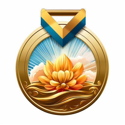 Medal in Oil Painting Style on White Background
