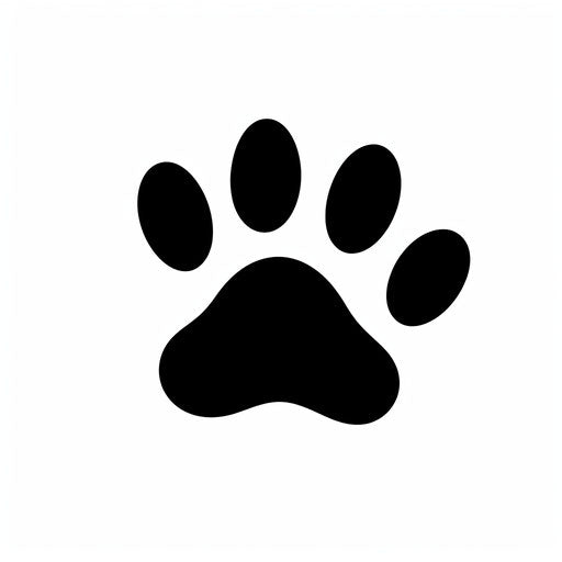 Minimalist paw print clip art on white background