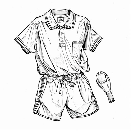 Sporty outfit for a game, coloring book page