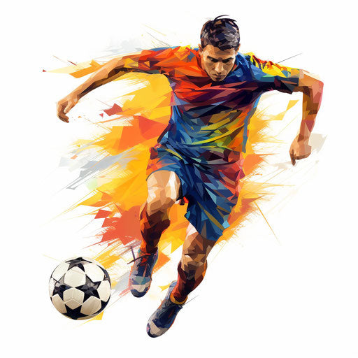 Soccer player in Oil painting style on white background