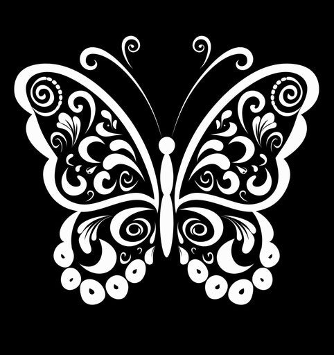 Cute butterfly in black and white, captivating abstract style