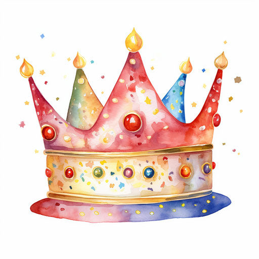 Birthday crown in the style of Oil painting on white background