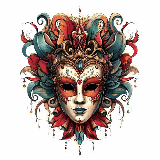 Tattoo with traditional Italian mask from Venice