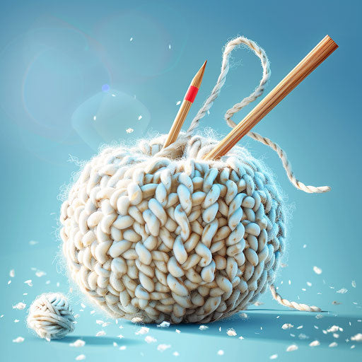 Knitting clipart in photo realistic style on blue background