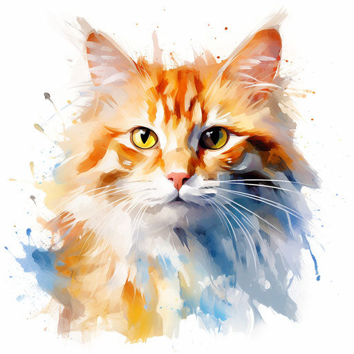 Cat illustration in the style of Oil painting, on white background