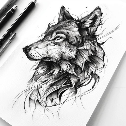 Animal spirit guide tattoo with mystical wolf